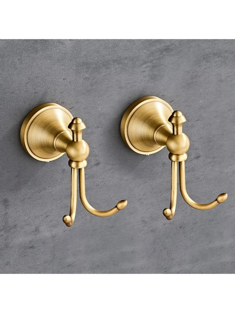 Vintage Antique Brass Towel Hooks - 2 Pack Wall Mounted Coat & Robe Hangers